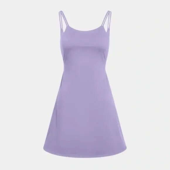Halara Everyday Twist Back Dress W/ Built-In Bra & Shorts Lavender S - Picture 1 of 3